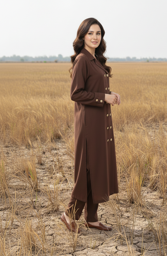 Brown Winter Cotton Dress