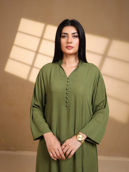 Olive Green Crepe Dress