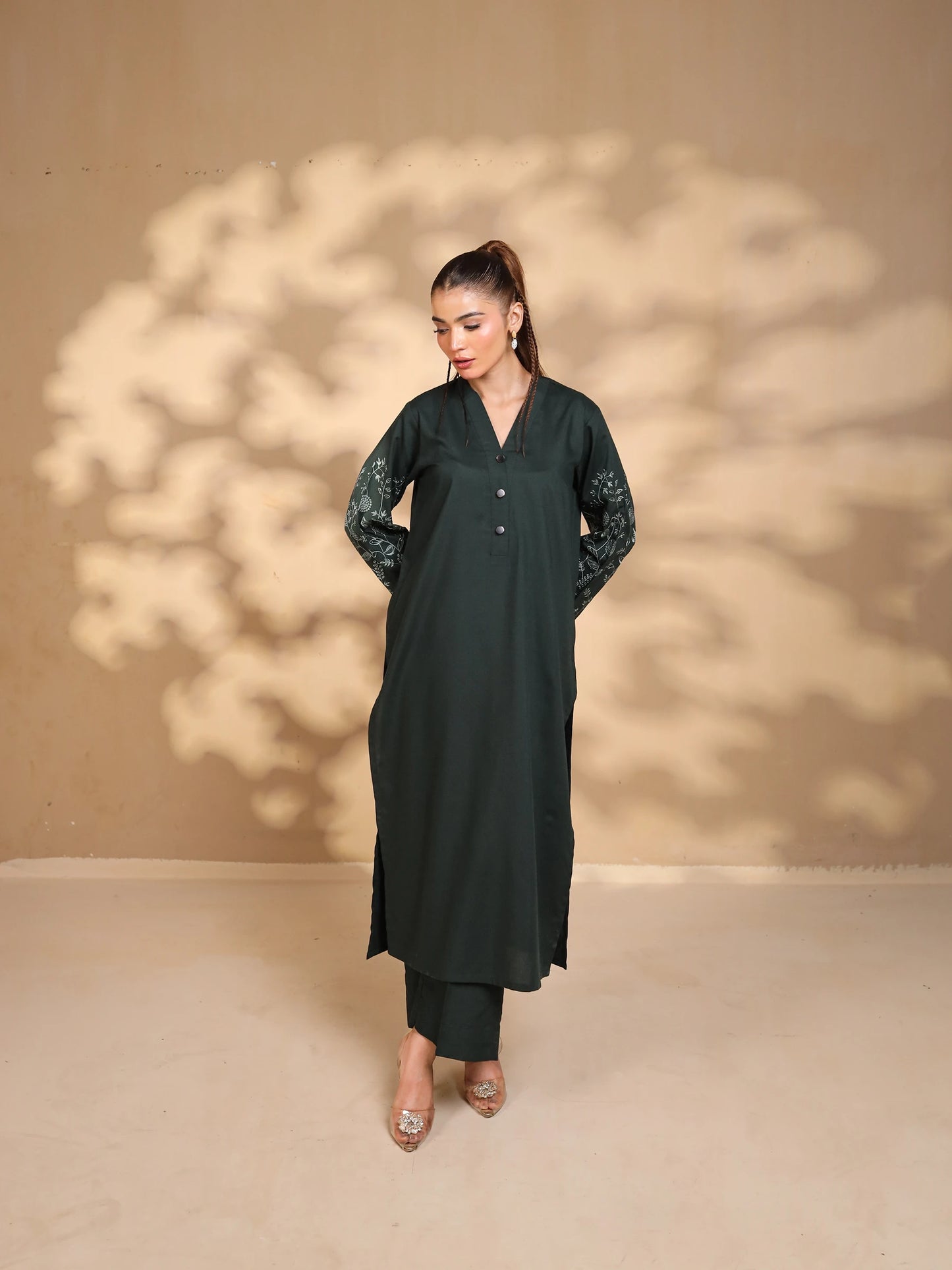 Forest Green Embroidered Dress