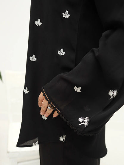 Black Crepe Embroidered Co-Ord Set