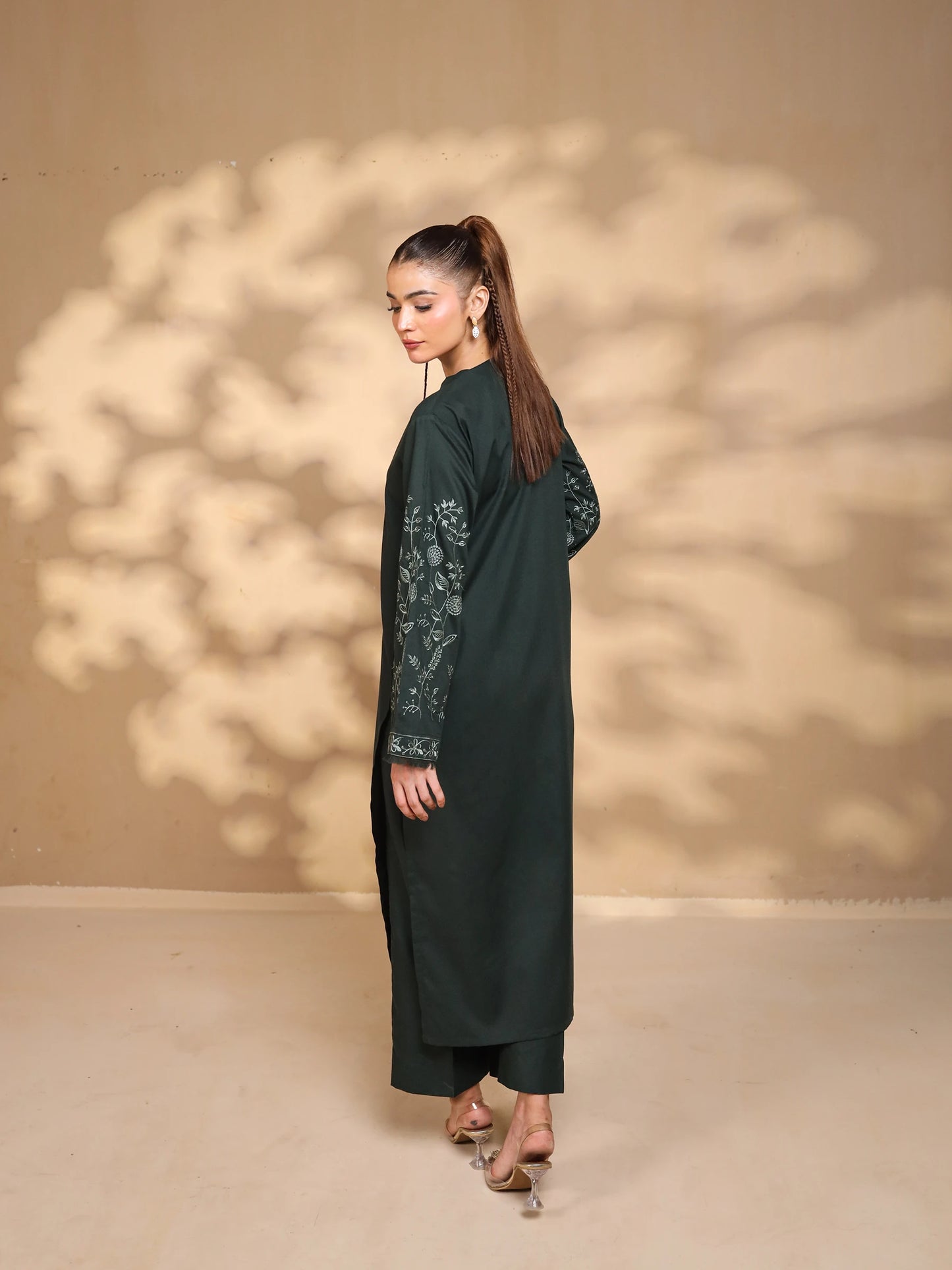 Forest Green Embroidered Dress