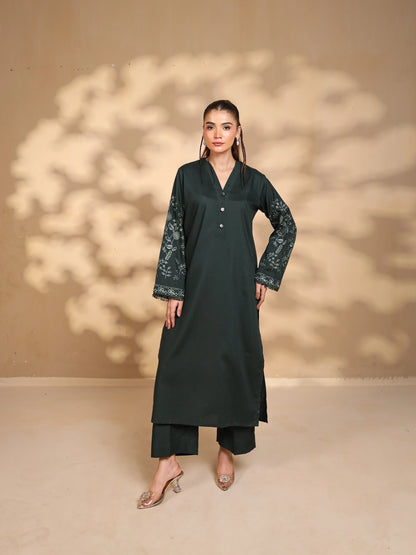 Forest Green Embroidered Dress