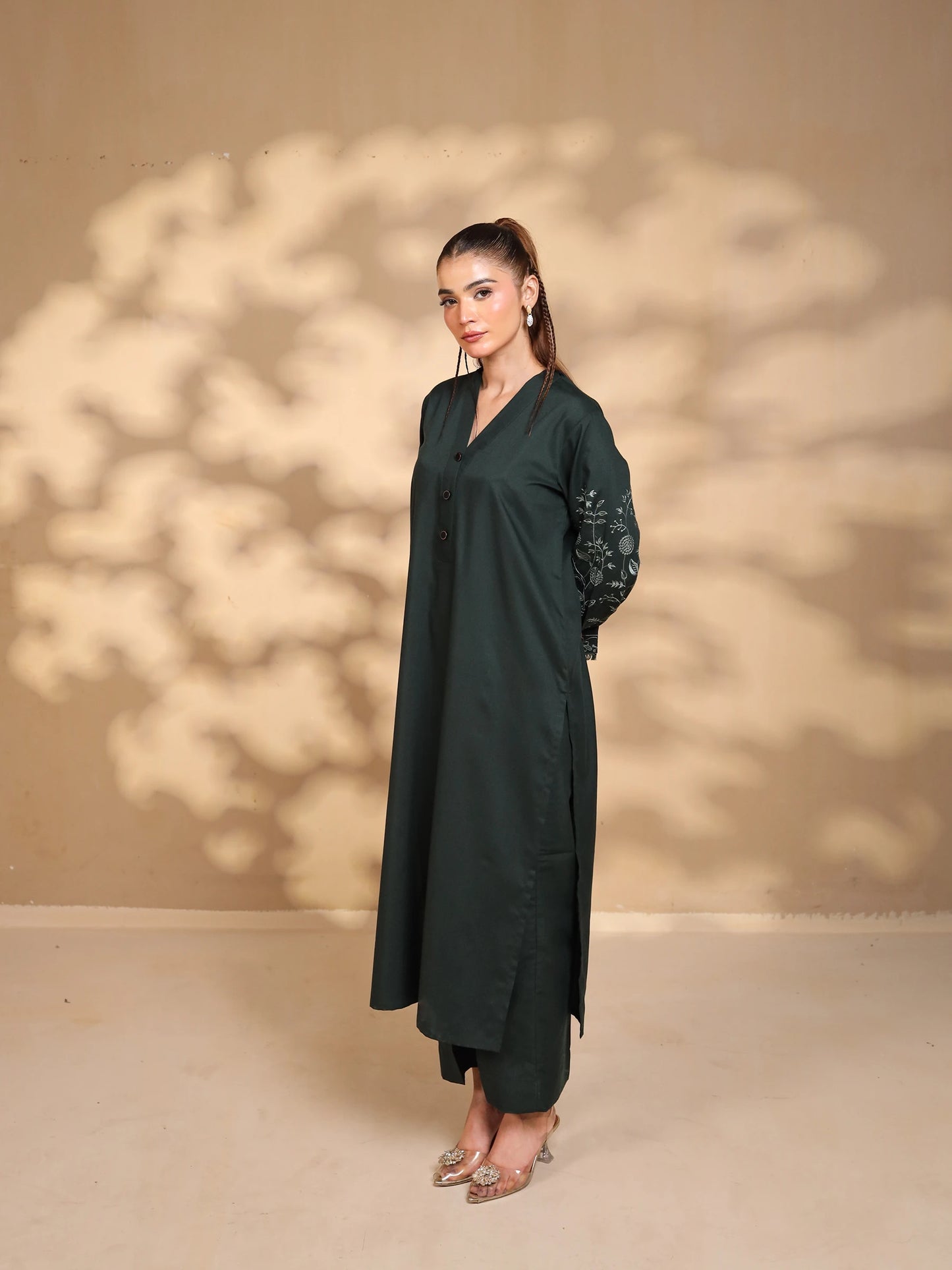 Forest Green Embroidered Dress