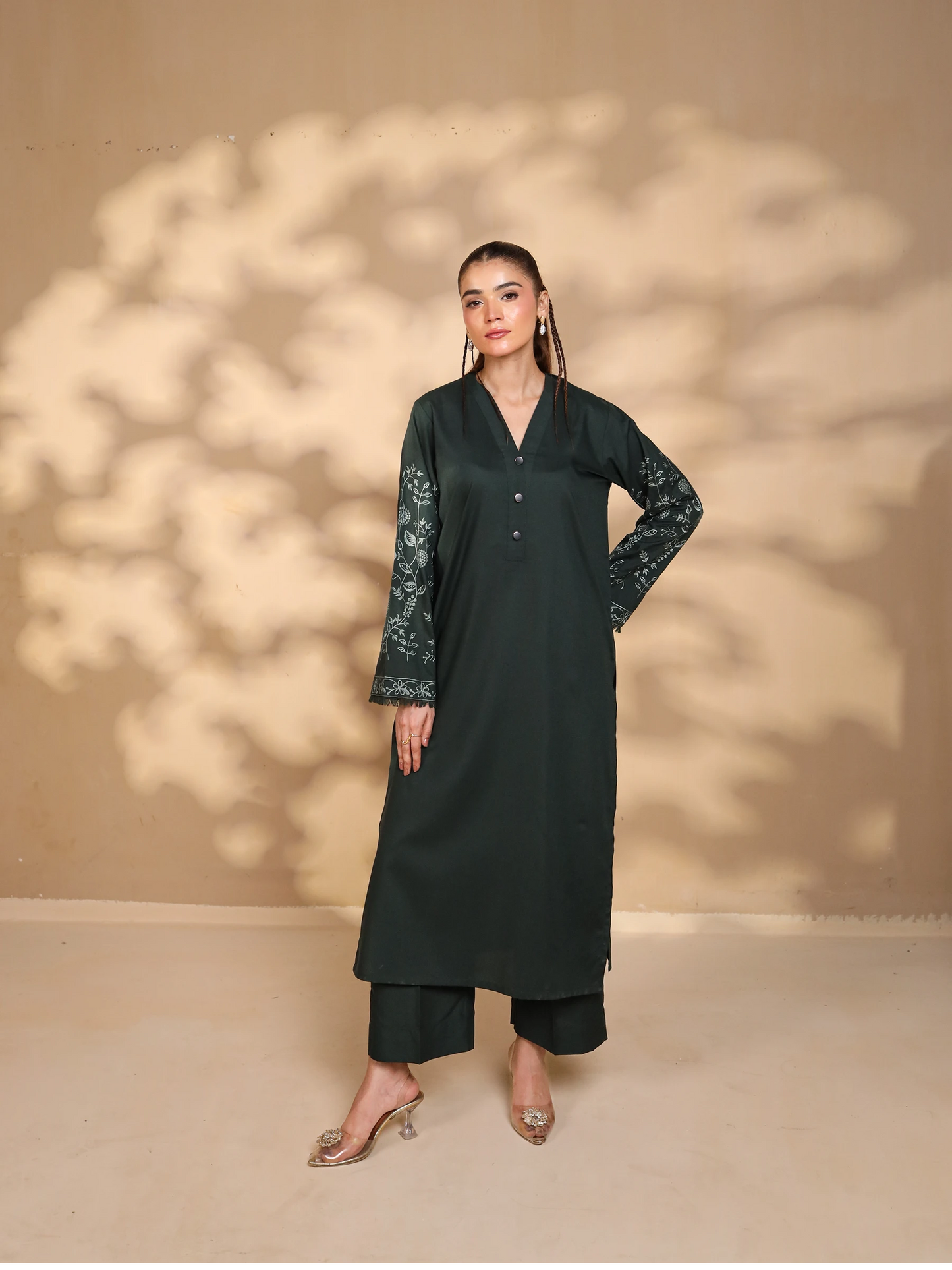 Forest Green Embroidered Dress