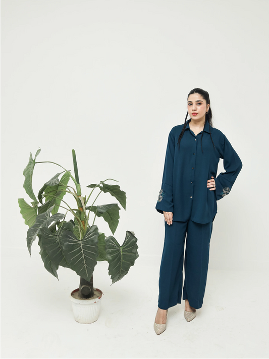 Teal Sequin Embroidery Co-Ord Set