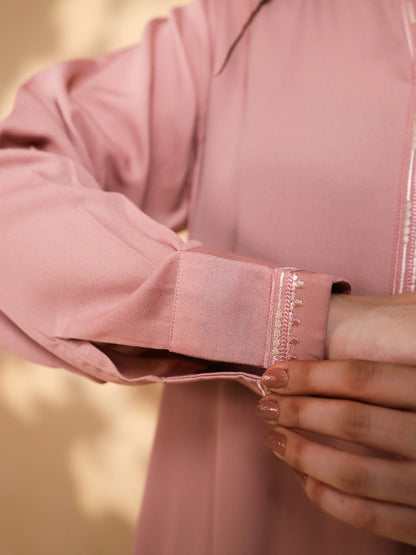 Tea Pink Embroidered Crepe Suit