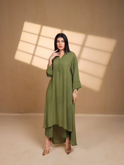 Olive Green Crepe Dress