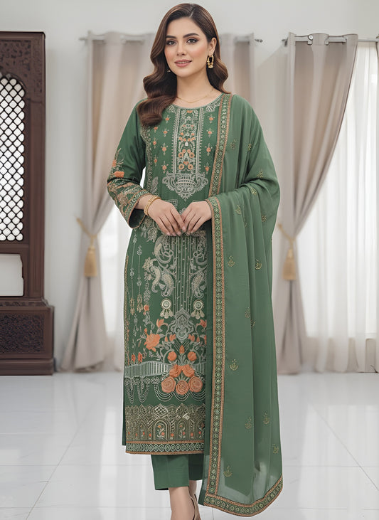 3 Piece - Castleton Green Raw Silk Suit