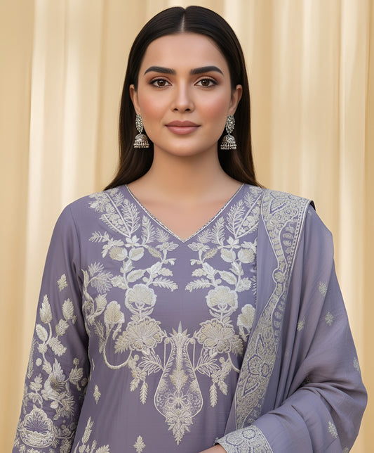 3 Piece - Blue Raw Silk Suit