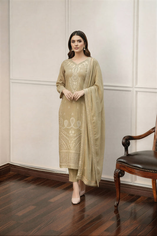 3 Piece - Olive Raw Silk Suit