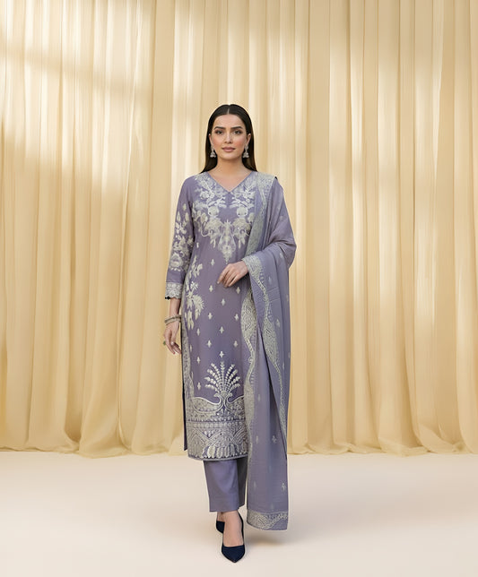 3 Piece - Blue Raw Silk Suit