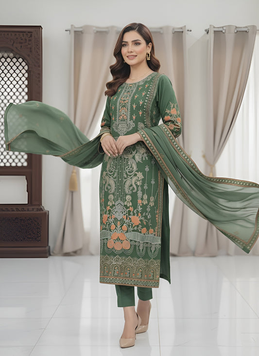 3 Piece - Castleton Green Raw Silk Suit