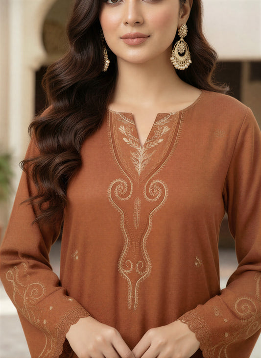 2 Piece - Rust Raw Silk Suit