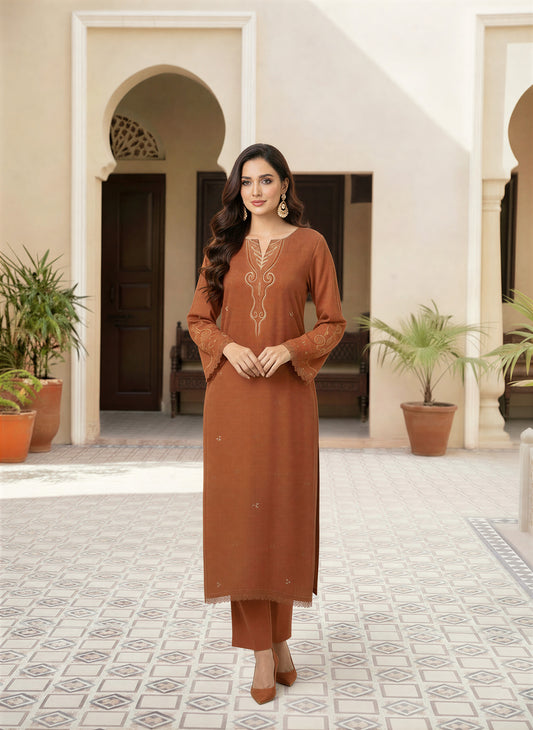 2 Piece - Rust Raw Silk Suit