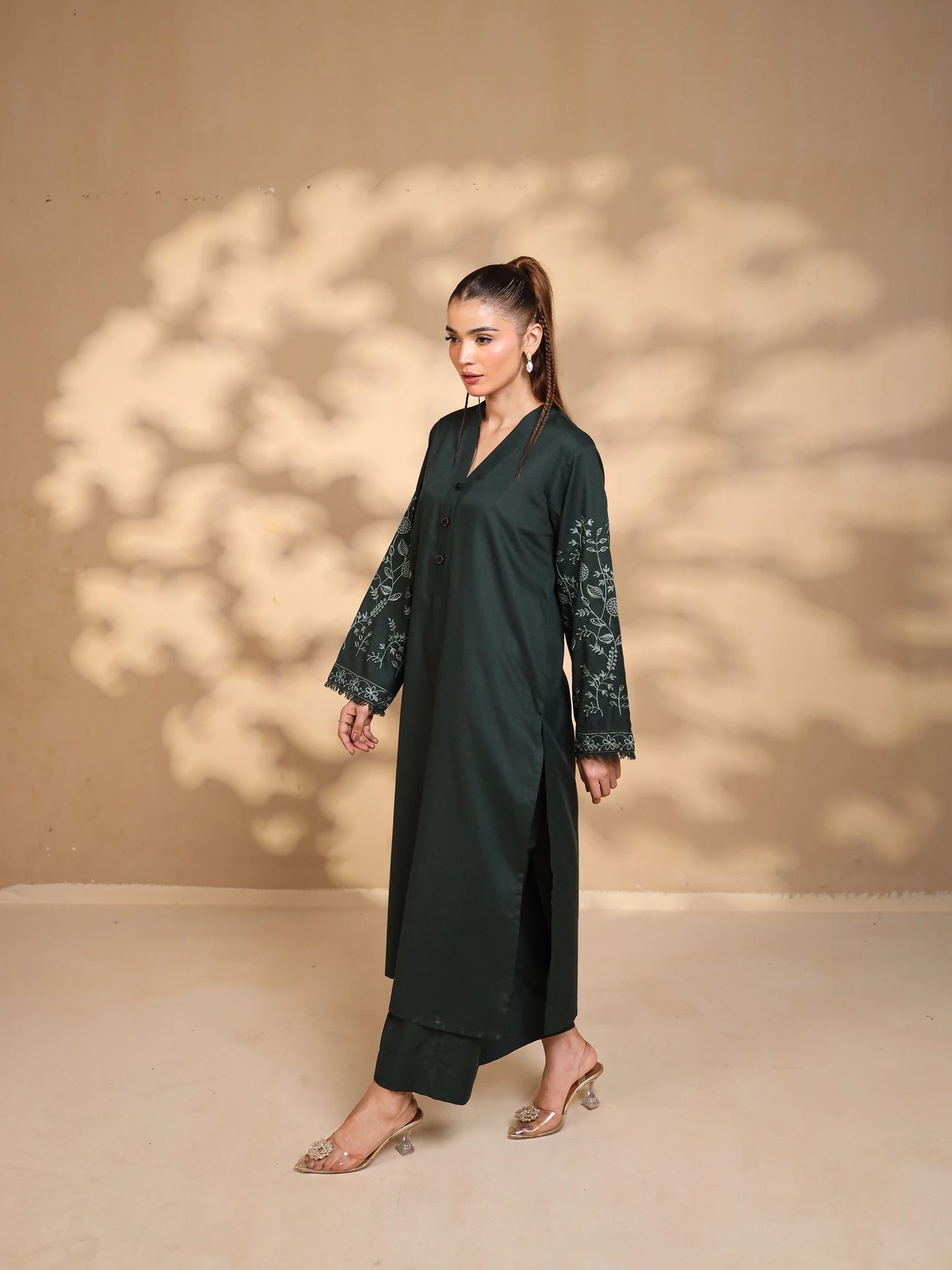 Forest Green Embroidered Dress