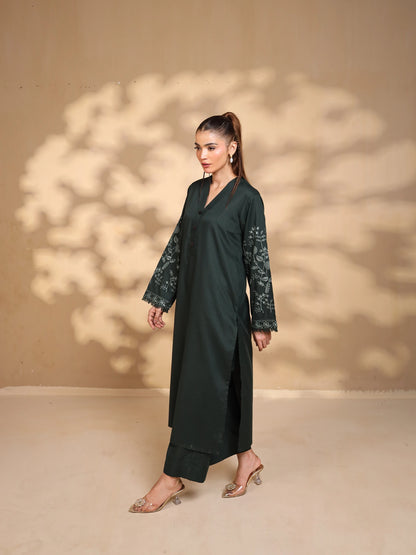 Forest Green Embroidered Dress