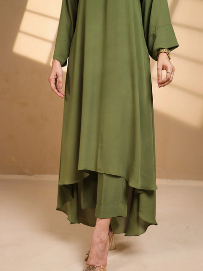 Olive Green Crepe Dress