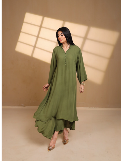 Olive Green Crepe Dress