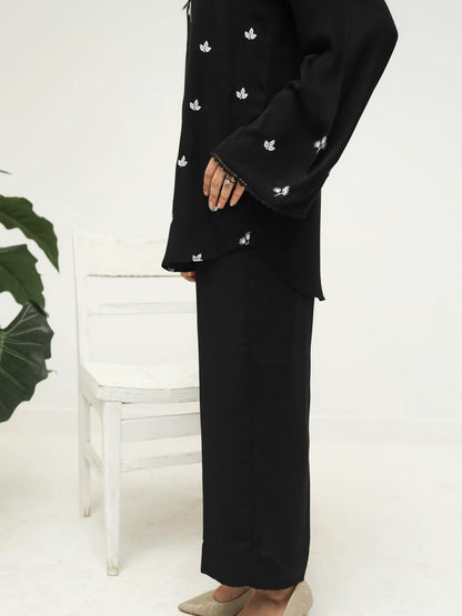 Black Crepe Embroidered Co-Ord Set