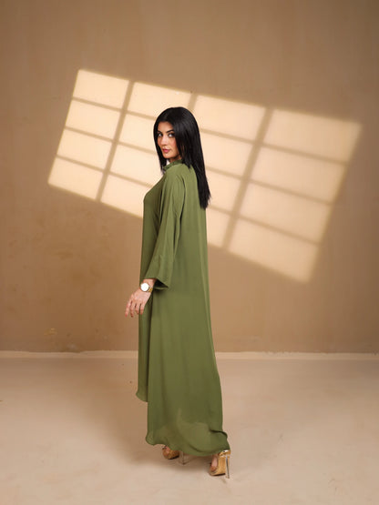 Olive Green Crepe Dress